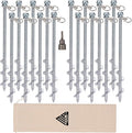 Ground Anchors Screw in - 12" Set of 16 with Drill Bit - Earth Anchors - Ground Stakes Heavy Duty - Mobile Home Anchors - Shed Anchor Kit - Swing Set Anchors - Tree Stakes - Awning Canopy Anchor