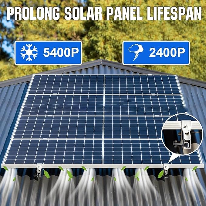 10-Pack Heavy-Duty Aluminum Alloy L-Foot Solar Mounts Photovoltaic Panel Mounting Bracket, Photovoltaic Mount, Waterproof Solar Panel Bracket for Roof PV System