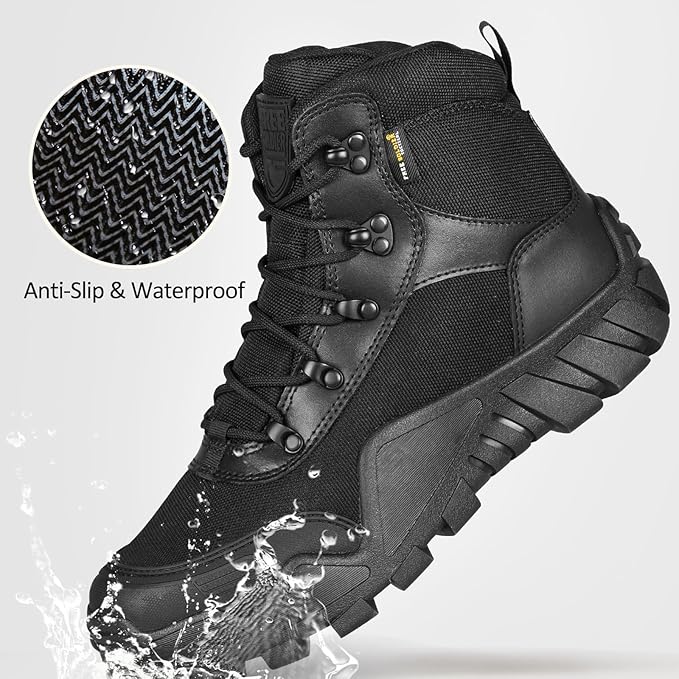 FREE SOLDIER Men's Waterproof Hiking Boots Tactical Work Boots Outdoor Lightweight Military Boots