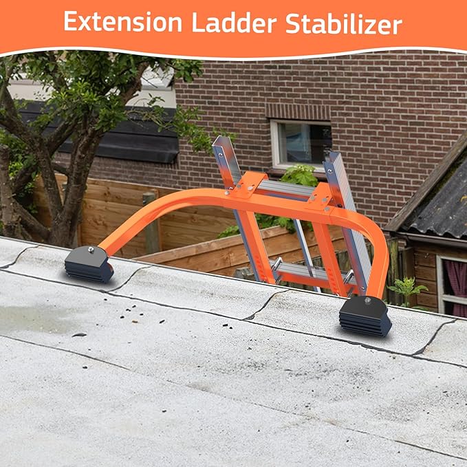 Ladder Stabilizer, [Heavy Duty] Ladder Stabilizer Accessory with Wing Span/Wall Extension - Secure and Stable Ladder Standoff Arms for Roof Gutters with Non-Slip Rubber Bottom pad