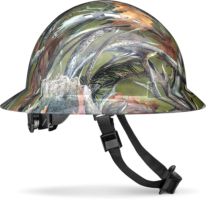 Acerpal Full Brim Vented Camo Design Matte Finish OSHA Construction Hard Hat with 6-Point Suspension