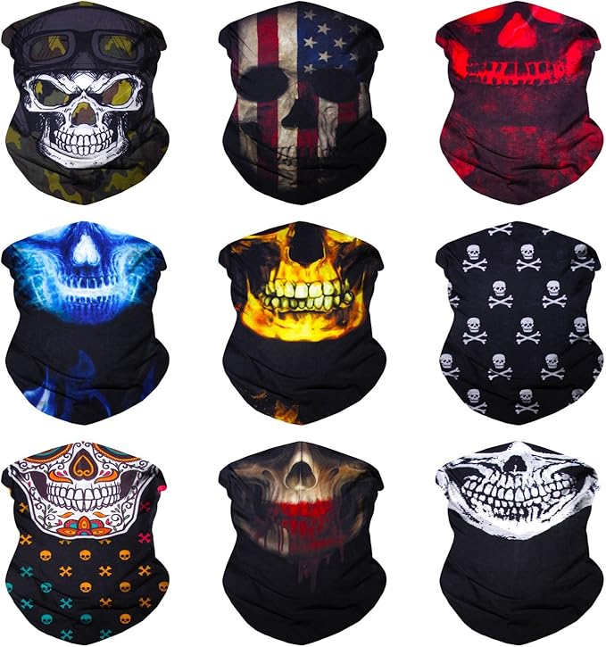 Sojourner Neck Gaiter, Bandana, Buff (9 Pack) - Face Cover for Men, Women, and Teens - Neck Warmer UV Sun Protection Gator