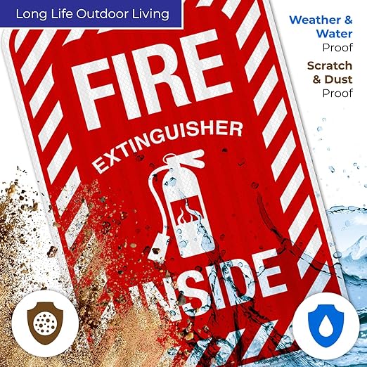 Fire Extinguisher Inside Sign, Fire Safety Sign, 12x18 Inches, 3M EGP Reflective .063 Aluminum, Fade Resistant, Indoor/Outdoor Use, Made in USA
