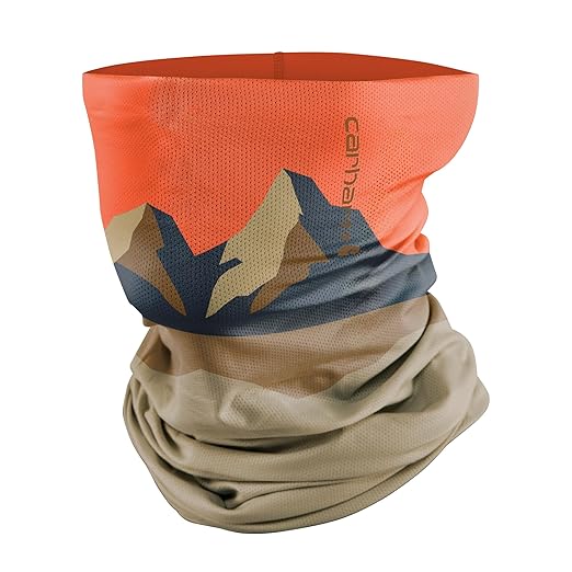 Carhartt Force UPF Lightweight Neck Gaiter, Mountain Print-Golden Poppy/Dark Khaki, One Size