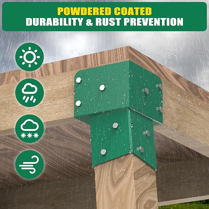 Dolibest Heavy Duty Deer Stand Brackets, 4x4 Compound Angle Bracket, Powder Coated Elevated Bracket for Outdoor Platforms, Deer Hunting, Shooting Shack, Observation Decks& Tree Houses (4Pack)