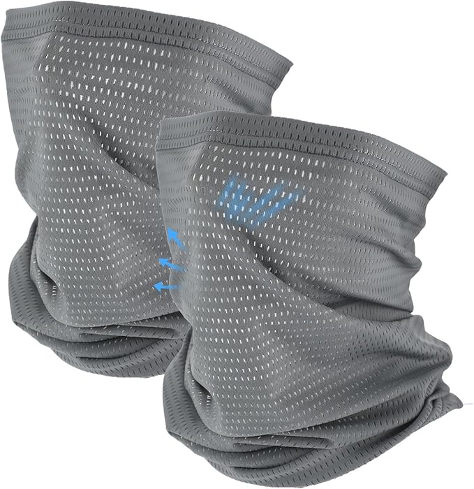 Geyoga 2 Pack Cooling Neck Gaiter Summer Breathable Balaclava Face Mask with Mesh Holes UV Protection Sun Scarf for Men Women