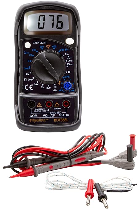 Triplett BBT858L Byte Brothers Compact Digital Multimeter - AC/DC Voltage, DC Current, Resistance, Temperature, Continuity, Diode Check, and Transistor Check