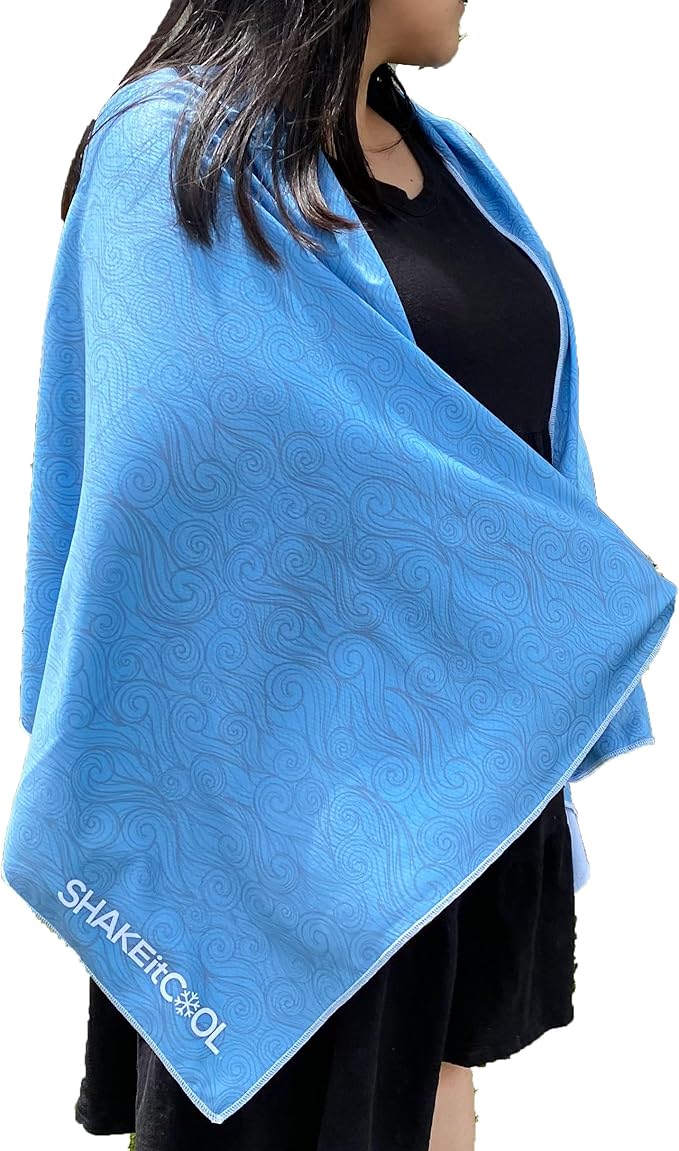 SHAKEitCOOL Large Cooling Shawl - Instant Heat Relief for Outdoor Events