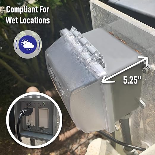 Sealproof 2-Gang Extra Deep Weatherproof in Use Outdoor Outlet Cover with Box Kit, Lockable, UL Extra Duty Compliant, 45 Configurations