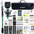 Goture Fishing Poles and Reels Combo - Green Telescoping Fishing Rod Portable Travel Kit with Carrier Bag for Freshwater Saltwater
