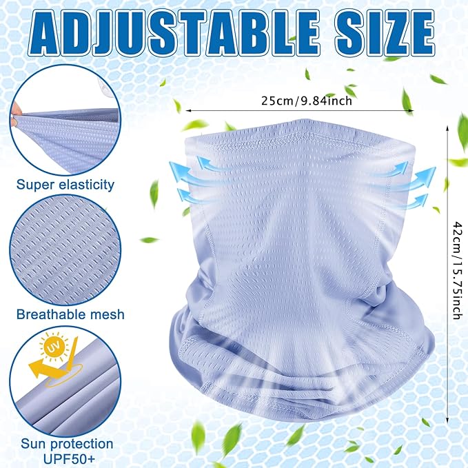 Geyoga Adjustable Cooling Neck Gaiter Breathable Summer Face Mask with Mesh Holes Strap UV Protection Neck Cover for Men