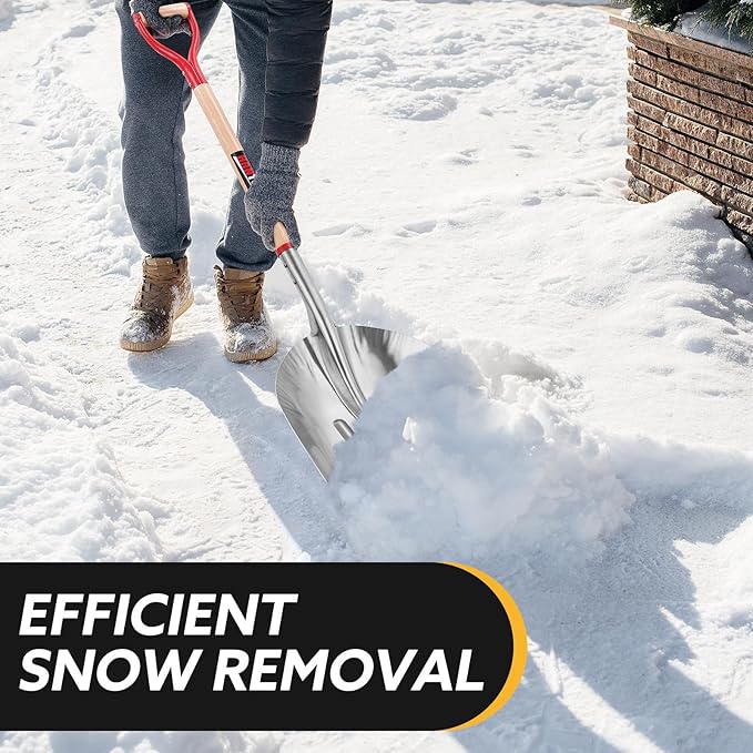 Heavy Duty Snow Shovel Aluminum Scoop Shovel Large Aluminium Snow Shovel for Driveway,45.3 inches