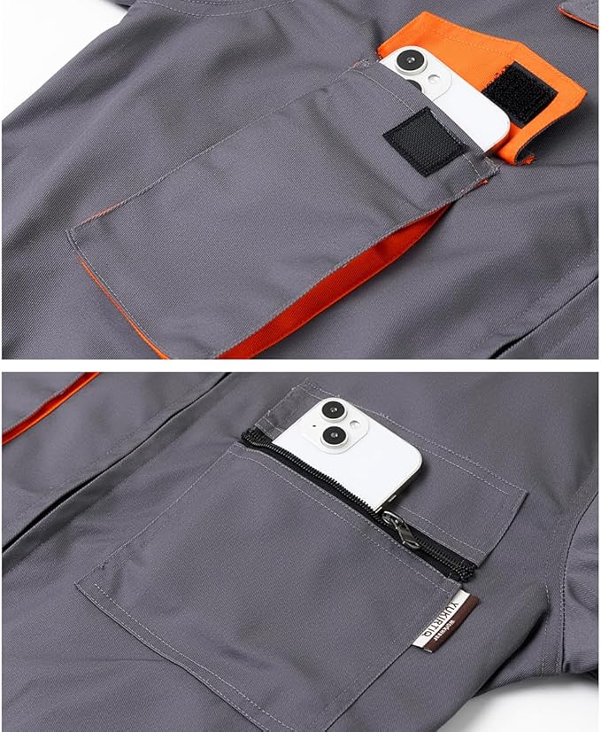 Men's Coveralls Mechanic Work Jumpsuit Multi Pockets Overalls Long Sleeve Workwear Coverall
