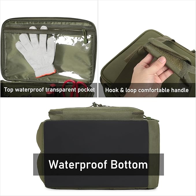 15-Inch Tool Bag Multi-purpose Tool Organizer Bag For Men with Shoulder Strap, Tactical Range Bag Work Tote for Repairman, Carpenters, Handymen (Army Green)