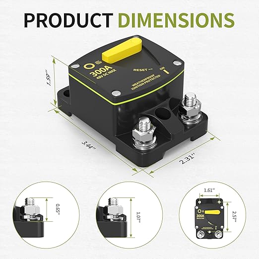 300 Amp Circuit Breaker 12V Automotive Replacement Circuit Breaker Switches & DC Manual Reset 1 Pack