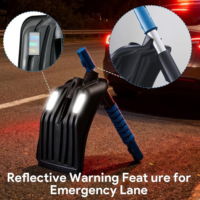 Extendable Snow Shovel for Driveway Portable Snow Removal Emergency Tool with Foam Grip in Winter Snowy Day Easy Assembled Garage for Car Vehicles Outdoor Use (Shovel Only)