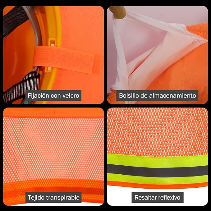 TCCFCCT Hard Hat Sun Shade Full Brim, Mesh High Visibility Hard Hat Visor Neck Shade Accessories, (Hats Not Included), Orange 3 Packs