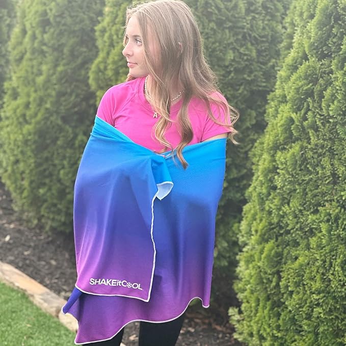 SHAKEitCOOL Large Cooling Shawl - Instant Heat Relief for Outdoor Events