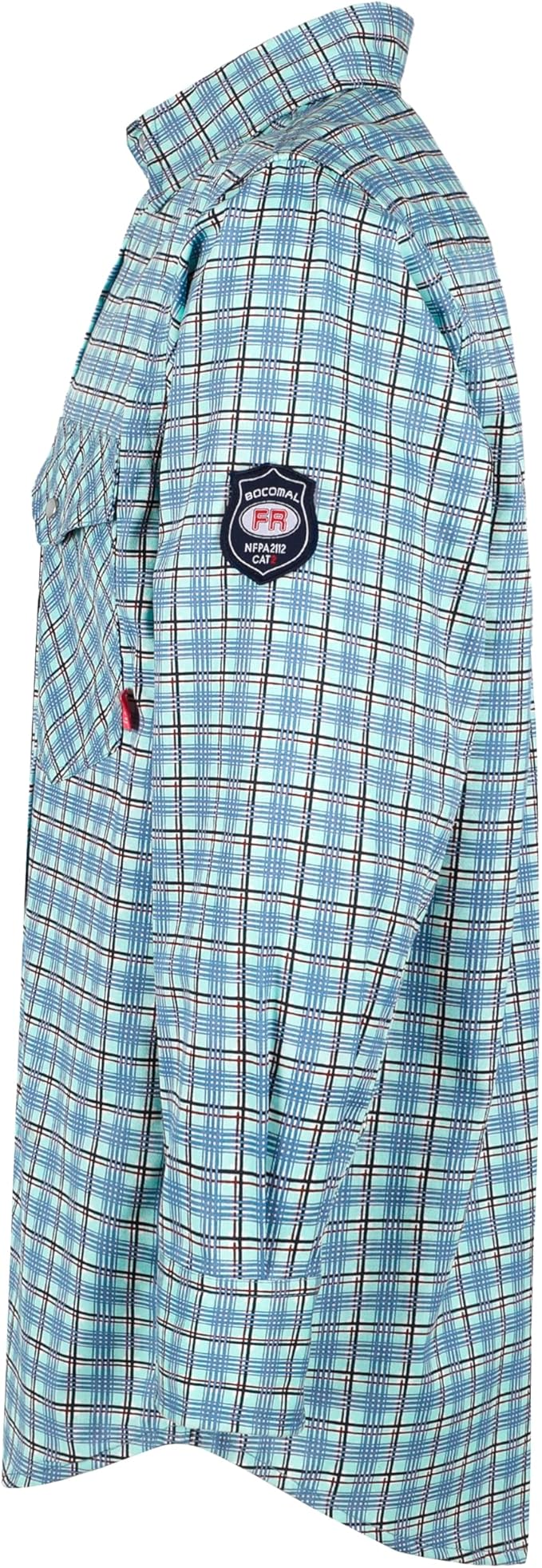 BOCOMAL FR Shirts Flame Resistant NFPA2112/CAT2 6.5oz Light Weight Printed Fire Retardant Plaid Shirt