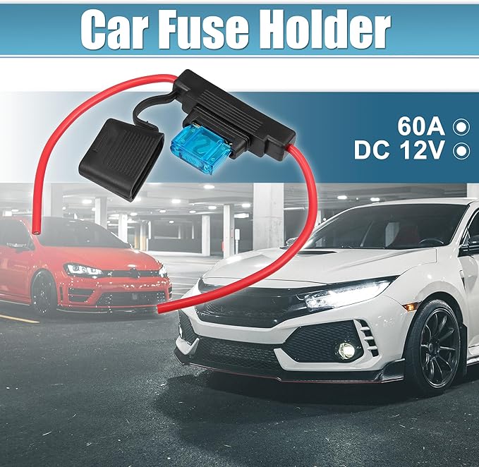 uxcell DC 12V 10 Gauge Car in Line ATC Blade Style Inline Fuse Holder with 60A Large Fuse