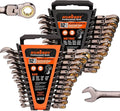 HORUSDY Flex-Head Ratcheting Combination Wrench Set,24-Piece Flex-Head Ratcheting Wrench Set(Metric and SAE)