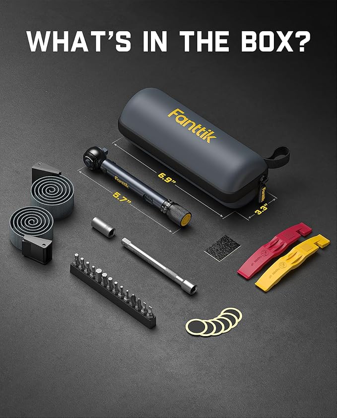 Fanttik WB10 Nova 1/4 Inch Drive Mini Bike Torque Wrench Set, 2-10 Nm/1.47-7.37ft-lb, 14 Bits Dual-Direction Click Adjustable 72-Tooth Torque Wrench Set for Bicycle