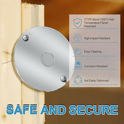 Round Electrical Box Cover, 4 Inch Metal Junction Box Covers with 1/2 Inch Knockout, Flat Outlet Box Cover for 4 inch Round Box and Octagonal Box（6pcs）