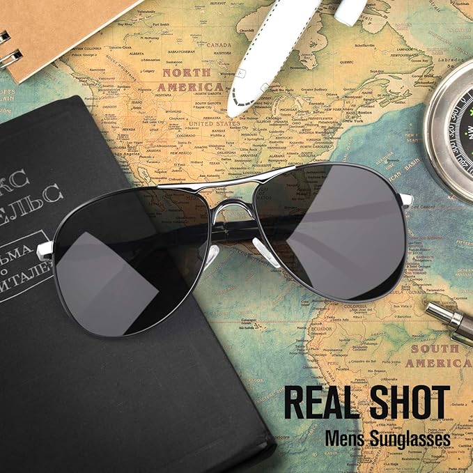 GQUEEN Classic Military Style Pilot Polarized Sunglasses Spring Hinges Al-Mg for mens womens MOS1