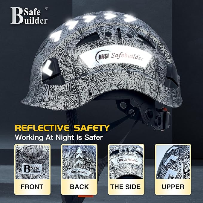Construction Hard Hats Safety Helmet Reflective ABS Adjustable Ventilation Hardhats Industrial Head Protection ANSI Z89.1