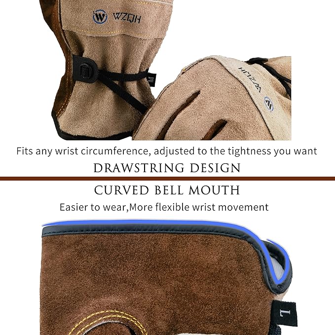 Leather Work Gloves for Men or Women. X-Small Glove for Gardening, Tig/Mig Welding, Construction, Chainsaw, Farm, Ranch, etc. Cowhide, Cotton Lined, Utility, Firm Grip, Durable. Coffee-grey XS