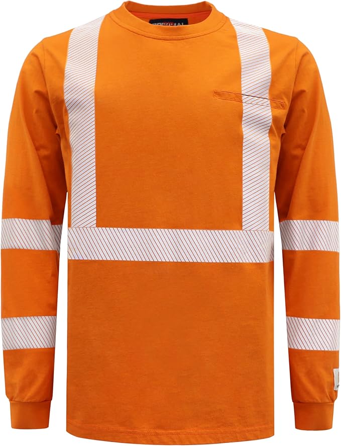 BOCOMAL FR Hi-Vis Shirts 6oz Lightweight High Visibility Reflective Flame Resistant/Fire Retardant Shirt Men's Safety Shirts