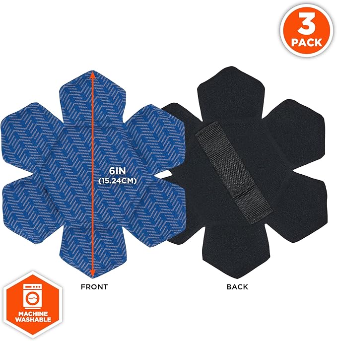 Ergodyne Chill-Its 6612 Moisture Wicking Hard Hat Top Pad, Padded Cooling Microfiber, Fits Most Suspension Systems (3-Pack)