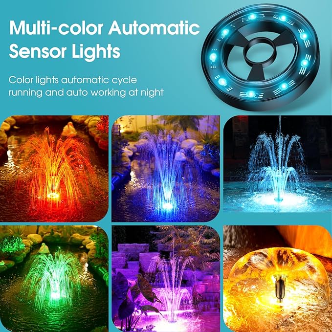 POPOSOAP RGB Pond Filter with Pump Fountain Kits, 660GPH Pond Filter Box With 40W Pond Pump & RGB Auto-Cycle LED Lights, Koi Pond Filters for Outdoor Ponds Clean, Clear, and Add Water Features