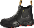 Mens Work Boots Steel Toe Chelsea Safety Boots Cow Leather Waterproof Lightweight Working Shoes