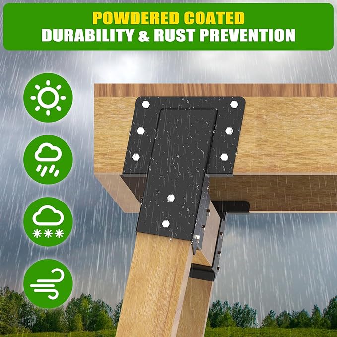 Dolibest Heavy Duty Deer Stand Brackets, 4x4 Compound Angle Bracket, Powder Coated Elevated Bracket for Outdoor Platforms, Deer Hunting, Shooting Shack, Observation Decks& Tree Houses (4Pack)