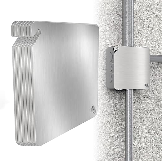 8 Pcs 4x4 Square Electrical Box Cover Plate, Metal Junction Box Covers Plate for 4 inch Electrical Box, Electric Outlet Box Cover Prevents Accidental Electrocution