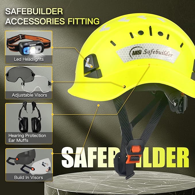Construction Safety Helmet ABS Hard Hat Adjustable Ventilation System Hardhats Industrial Work Head Protection for Men Certified ANSI/ISEA Z89.1