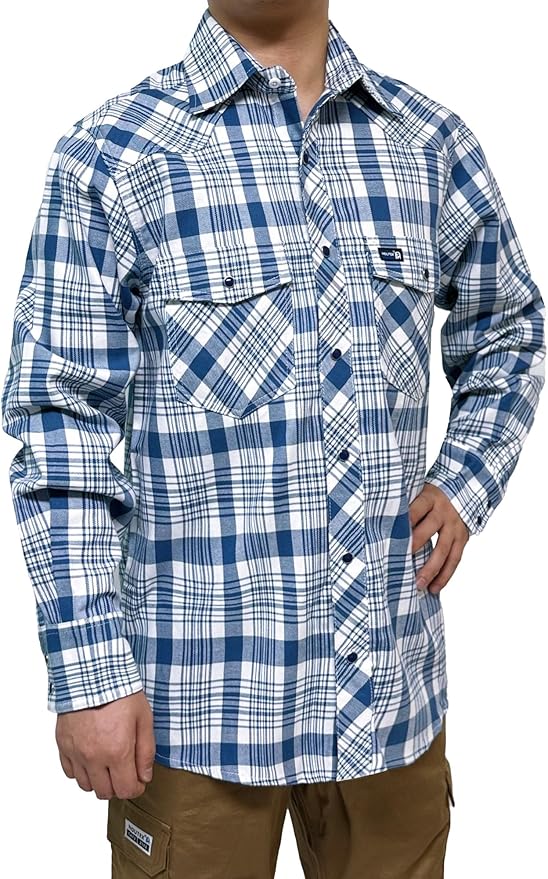 FR Ripstop & Waterproof Welding Shirts for Men 6.5oz Long Sleeve Button Down Fire Retardant 100% Cotton shirts CAT2