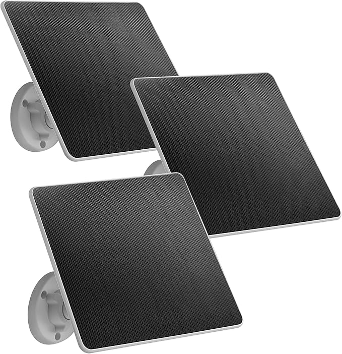 LIYVZ 5W Solar Panel for Security Camera Outdoor USB-C & Micro-USB 3 Pack, IP66 Waterproof, 360° Adjustable Bracket, 10ft Cable, Continuous Solar Power for Rechargeable Battery Cameras