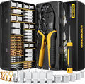 2.8 mm Automotive Connector Crimping Tool Kit, 2/3/4/6/9-Pin Male & Female Plugs, Ratcheting Crimper 24–14 AWG, Extractor Tools, Ring Terminals for Auto & Marine Harness Build & Repair