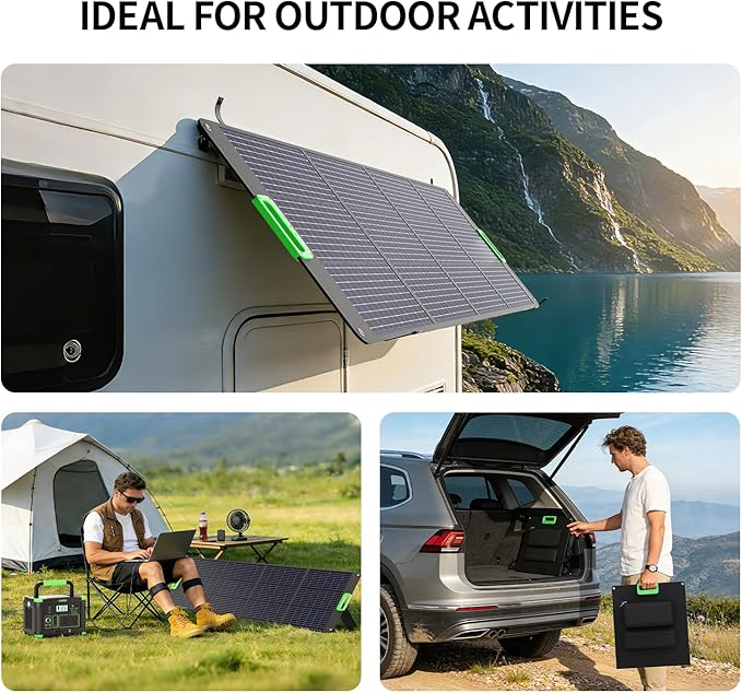 200W Portable Solar Panel for Power Station, 23.5% High Efficiency ETFE Foldable Solar Charger with 4 Kickstands, IP65 Waterproof MC4 Output for Outdoor Camping, RV, Blackout