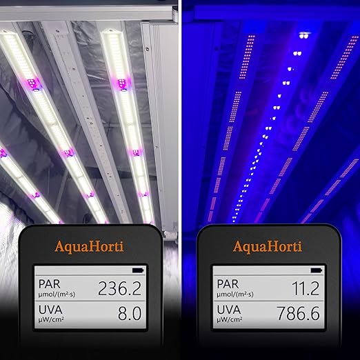 Quantum PAR Meter,320-750nm. Red | Blue Light Seperate PPFD,Test UVA Radiation Intensity,3ft Telescopic Rod. Record History PAR.