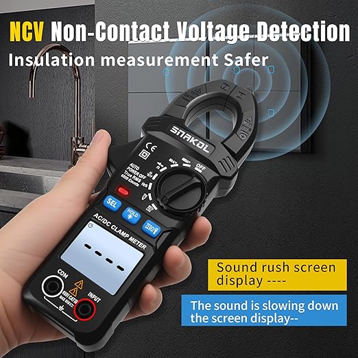 Digital Amp Clamp Meter 6000 Counts Multimeter Tester with 35mm Jaws for AC/DC Current and Voltage Meter, Resistance, Diode Capacitance, Continuity, Frequency, Thermocouple, NCV, Auto-Ranging