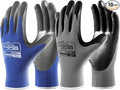 COOLJOB 10 Pairs Nitrile Dipped Safety Work Gloves with Grip, Non-slip Rubber Coated Bulk Garden Gloves for Men, Heavy-duty Oil Resistant for Truck Driver, Warehouse Box Handler, Small, Gray Blue