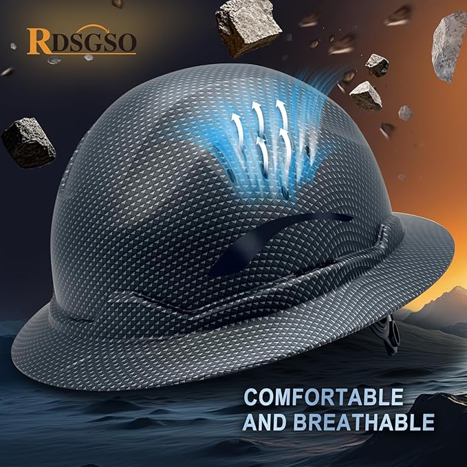 Full Brim Industrial Safety Helmet ANSI/ISEA Z89.1 Type I Class C Certified Hard Hats 6-Point Suspension Lightweight Vented for Construction, Logging, Outdoor Work RGS-B6