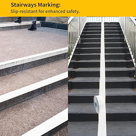 Reflective Pavement Marking Tape, Slip-Resistant & Durable. Heavy-Duty Rubber Base for Outdoors. Ideal for Driveways, Walkways & Parking Areas (White, 2 Inch X 148 Feet)