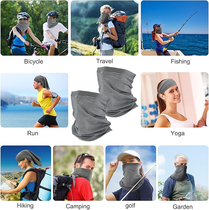 Geyoga 2 Pack Cooling Neck Gaiter Summer Breathable Balaclava Face Mask with Mesh Holes UV Protection Sun Scarf for Men Women
