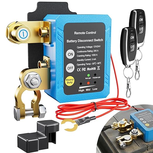 12V 240A Remote Battery Disconnect Switch Kill Switch Automatic Power Shut Off Switch Remote Control Switch for Auto Car Truck Boat