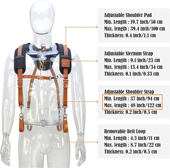 WELKINLAND Top-Grain Tool Belt Suspenders for Men, Heavy-Duty Tool Belt Suspenders, Construction Comfy Padded Tool Belts Suspender