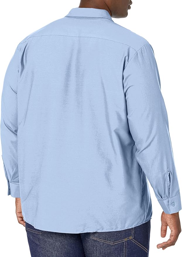 Red Kap Men's Long Sleeve Industrial Work Shirt | Moisture Wicking Button Up, Wrinkle Resistance Fights Fading & Stains